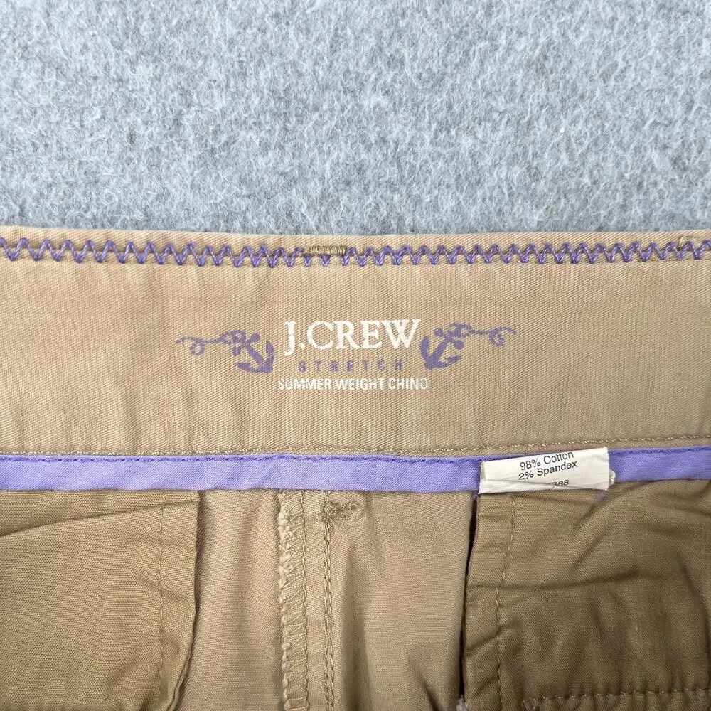 J Crew Stretch Summer Weight Chino Shorts Womens Size 2 Beige Casual